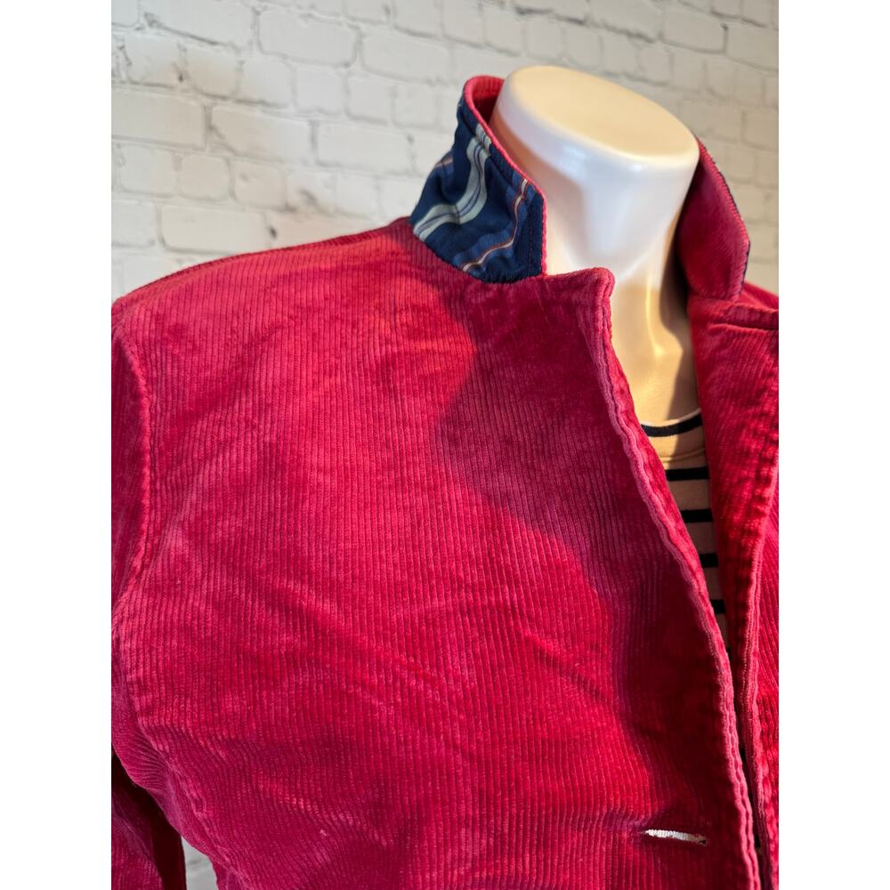 Vintage American Eagle Red Corduroy Blazer Jacket Patterned Collar Trim Size L - Picture 2 of 9